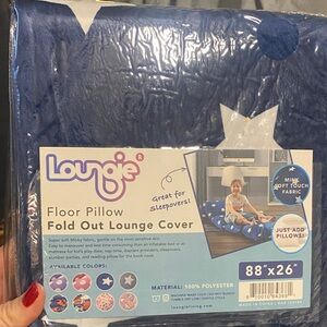 Blue and White Floor Pillow Fold Out Cover